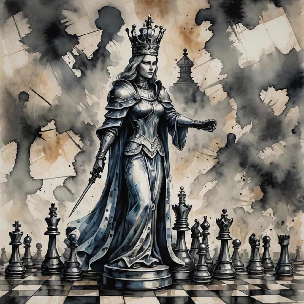 Chess Queen Brought to Life as Watercolor Painting