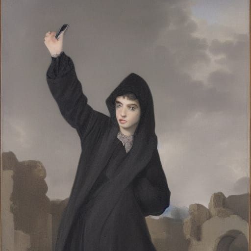 Romanticism Portrait of Woman in Dystopian Cityscape