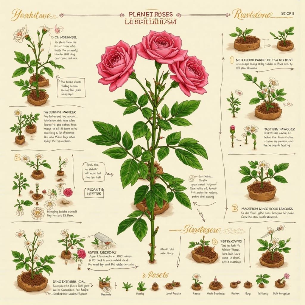 Illustrated Guide to Growing Roses with Step-by-Step Visuals