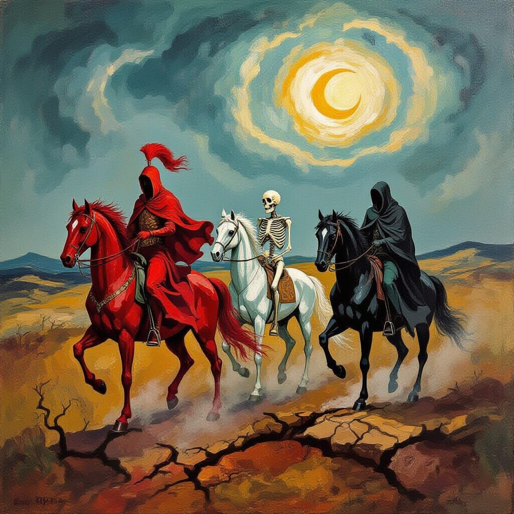 Apocalyptic Horsemen in Expressionistic Style