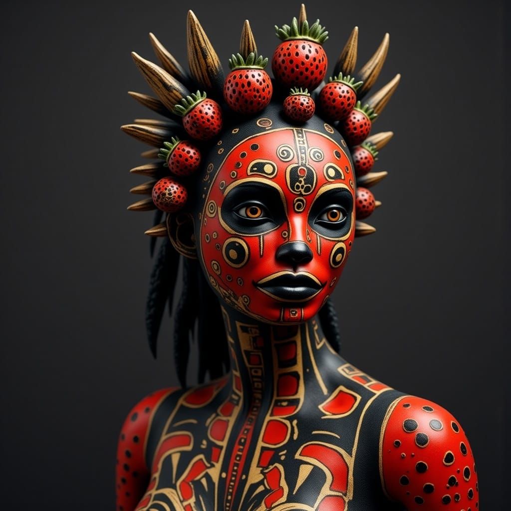 Strawberry Queen with Crown, Detailed Matte Painting