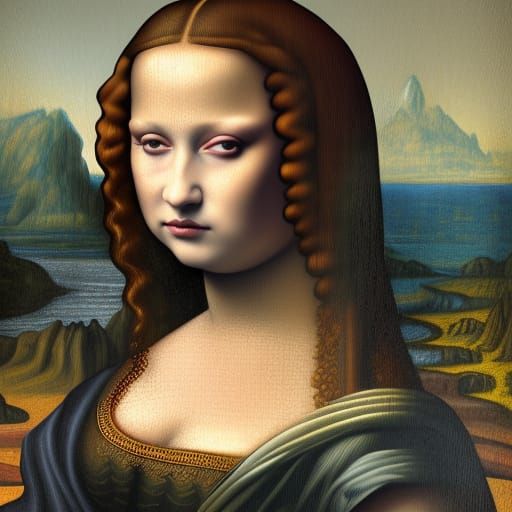 Provocative Mona Lisa Portrait in Detailed Matte Style