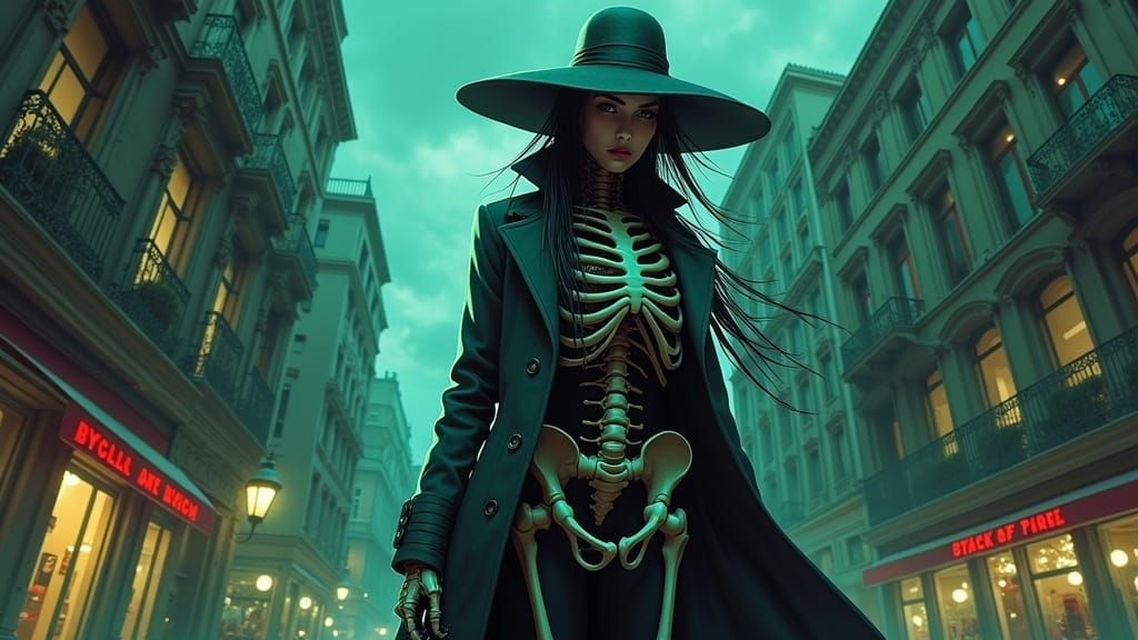 Eldritch Cyberpunk Assassin in Venice, Comic Book Style