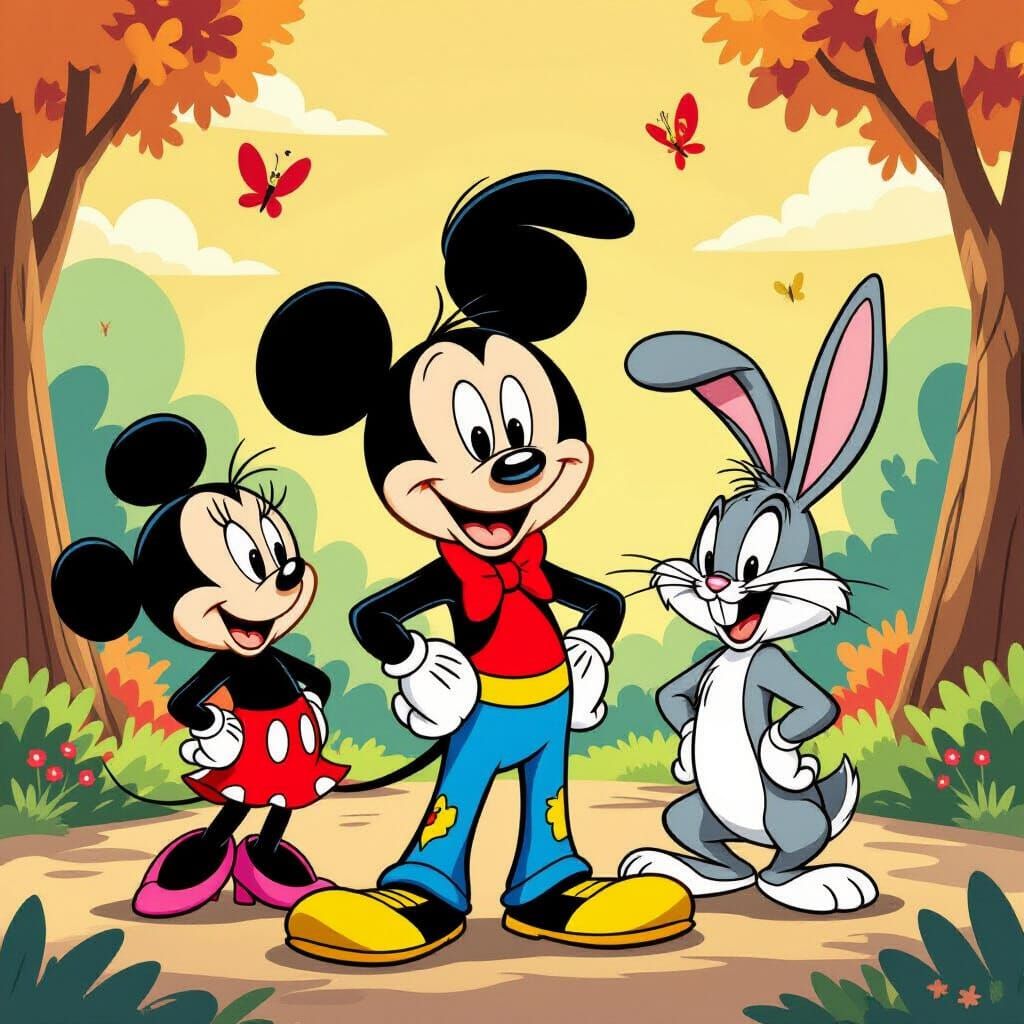 Vibrant Cartoon Scene in 2D Animation Style