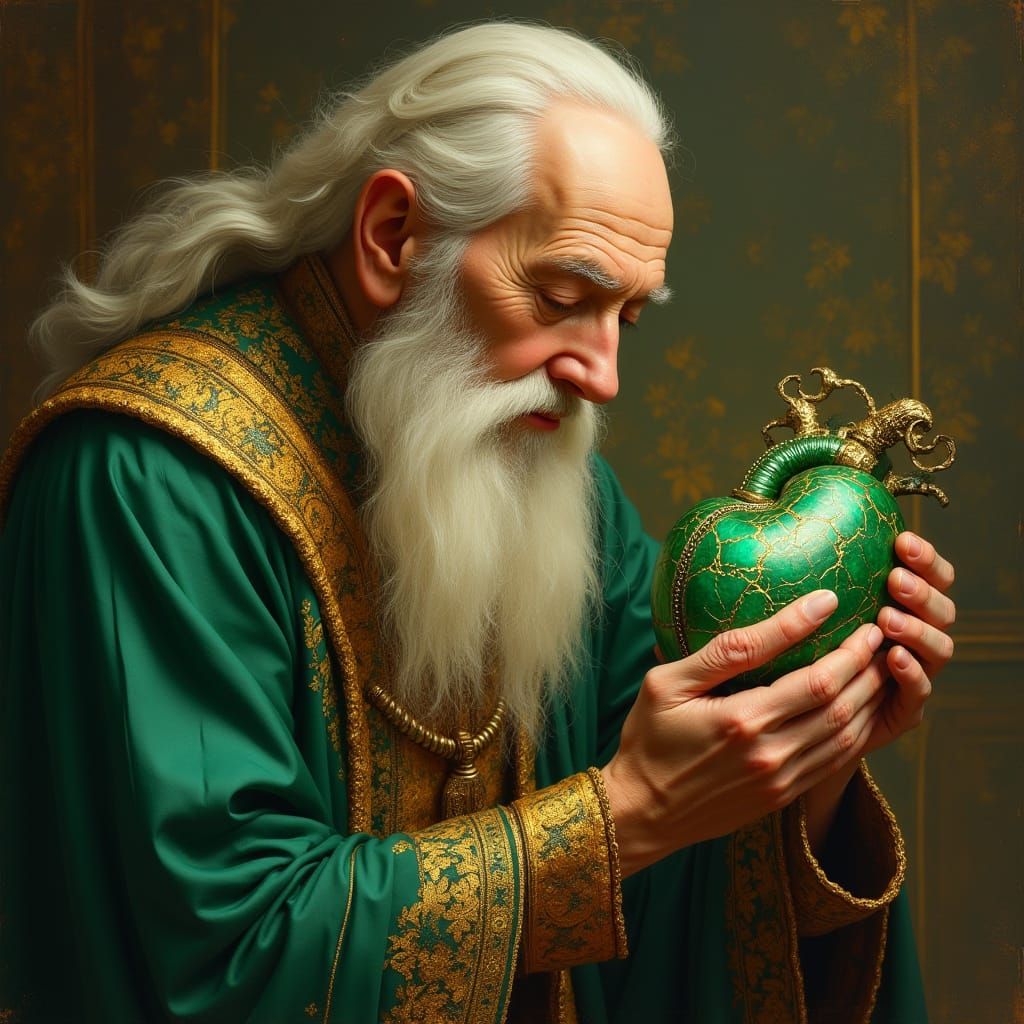 Manservant of Angel Raphael Mends Emerald Heart with Golden ...