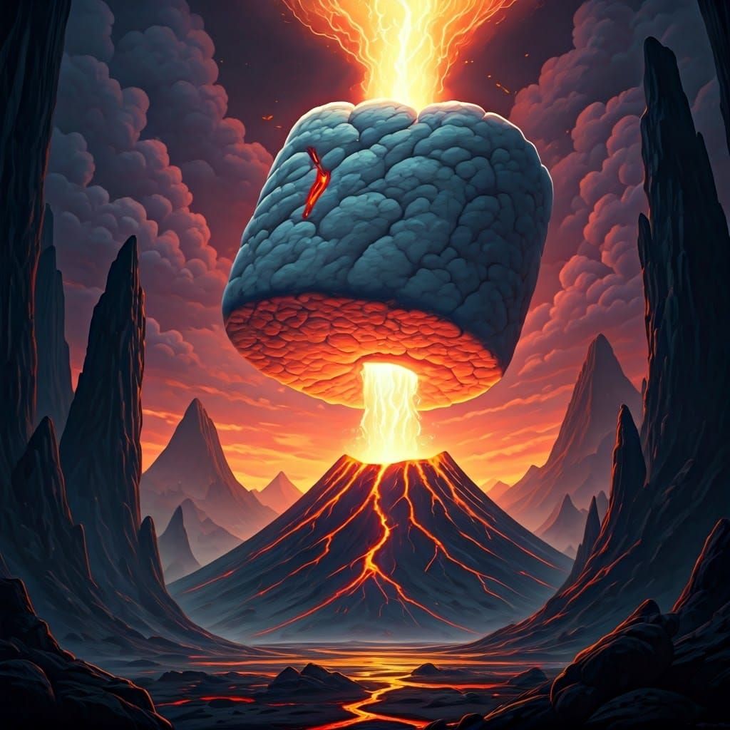 Giant Marshmallow in Volcano: Digital Concept Art