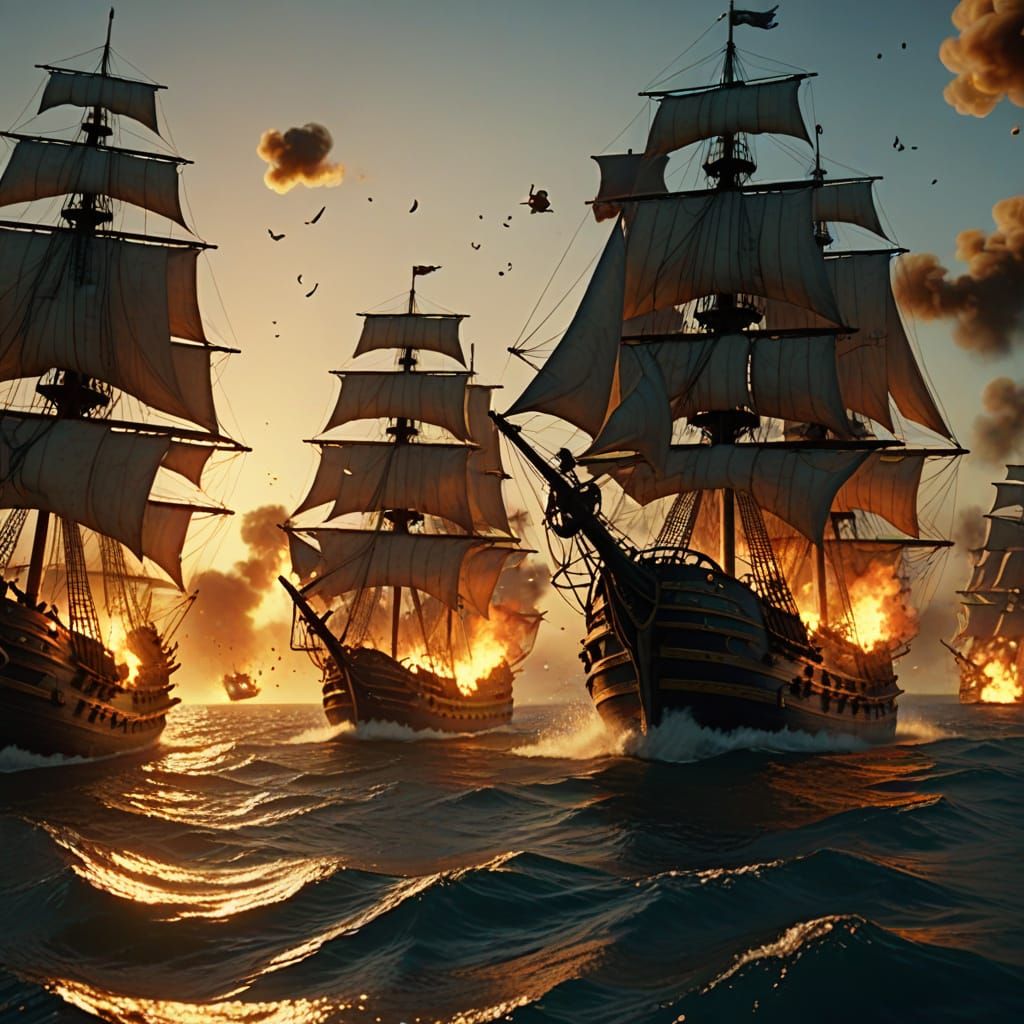 Pirate ship fire fight