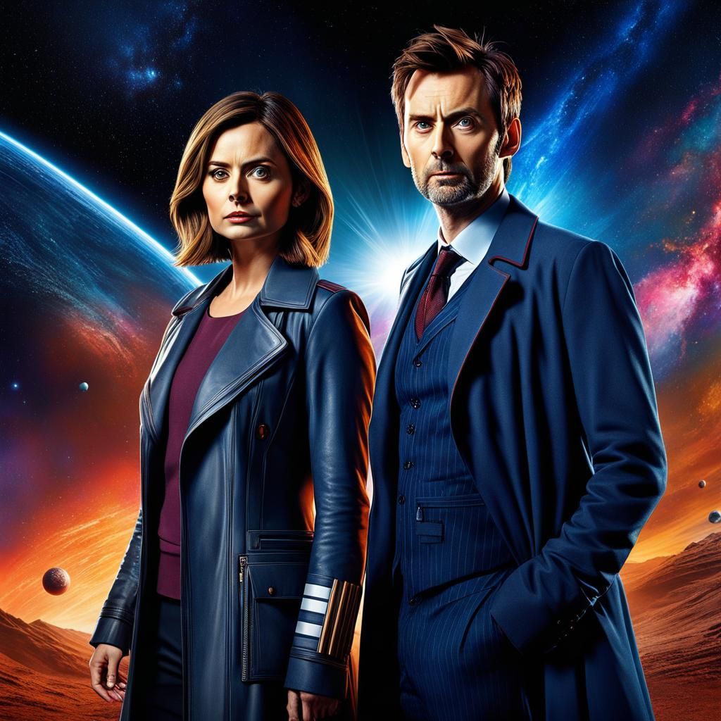 The Doctor and Clara Lost in Time: Hyperrealistic Portrait