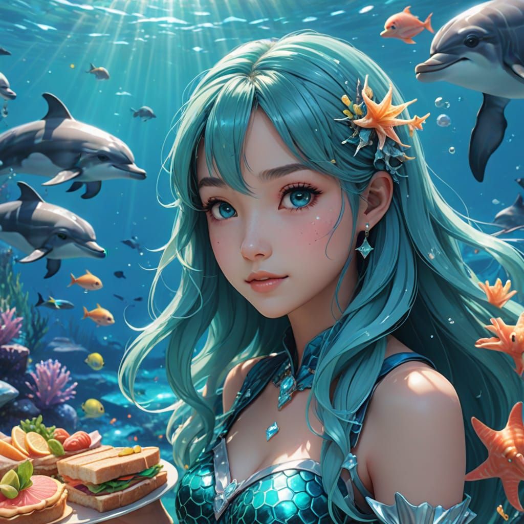 Pastel Dreamscapes: Anime Mermaids and Dolphins in Atlantis