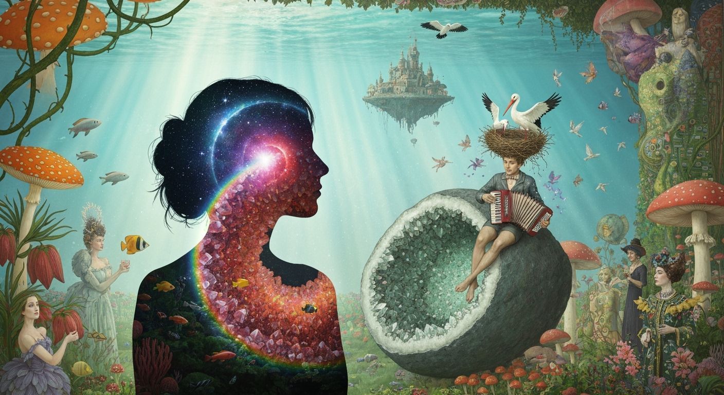 Geode Reef Woman Silhouette in Ethereal Style