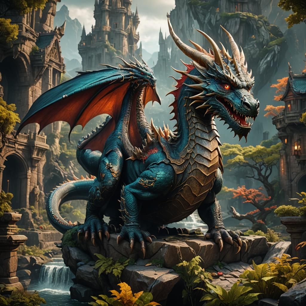 Fantastical Dragon in Detailed Matte Painting