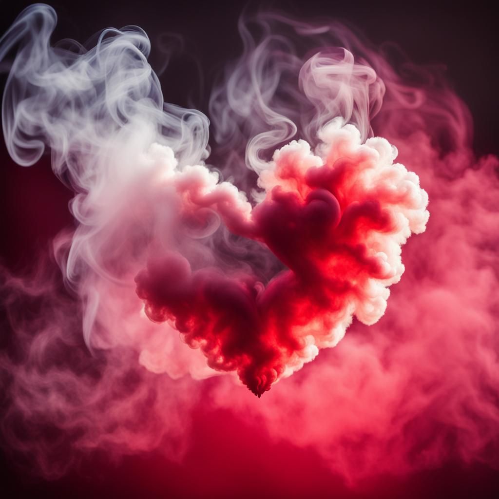 Red Smoke Heart Captured with Bokeh Effect