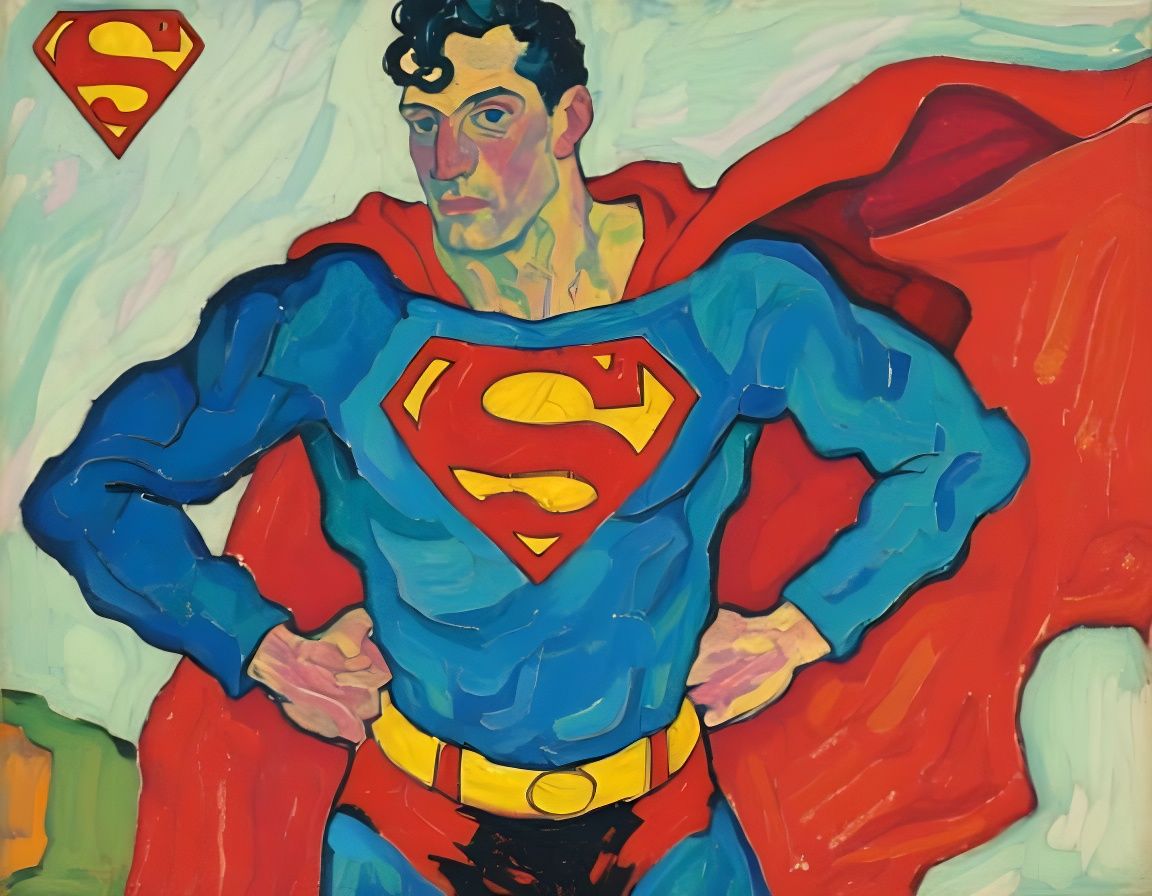 Superman Portrait in Egon Schiele Style