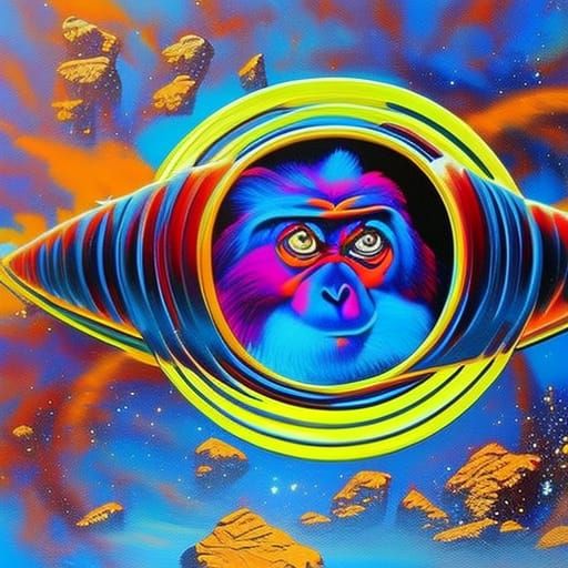 Space Monkey Time Traveler in Graffiti Art Style