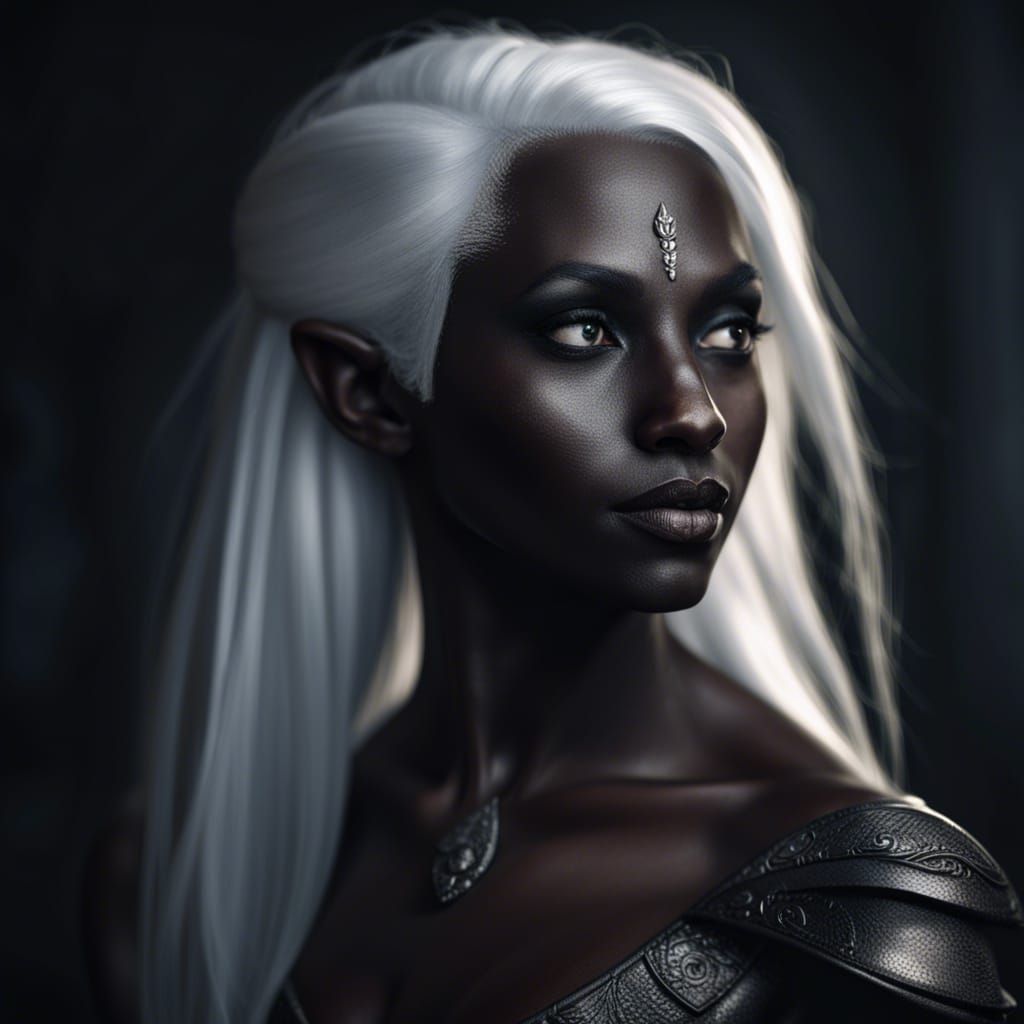 Realistic Dark Elf Woman Portrait in 8K