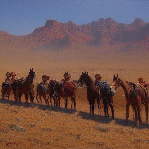 Wild West Scene in Oil Painting Style