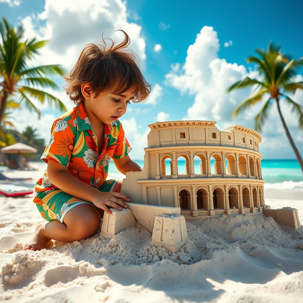 Sand castle of the Roman Colosseum