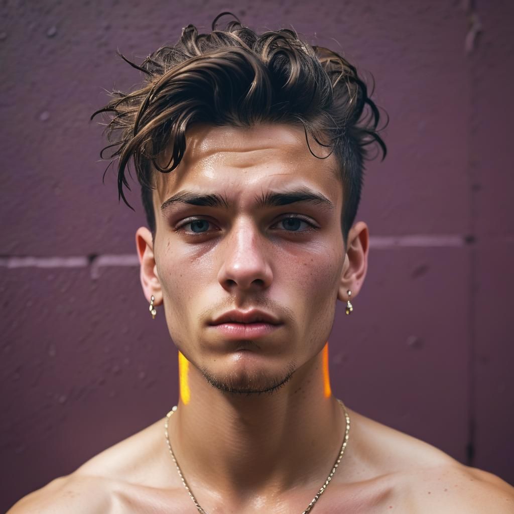 Sweat-Drenched Man: High-Fashion Portrait Photography