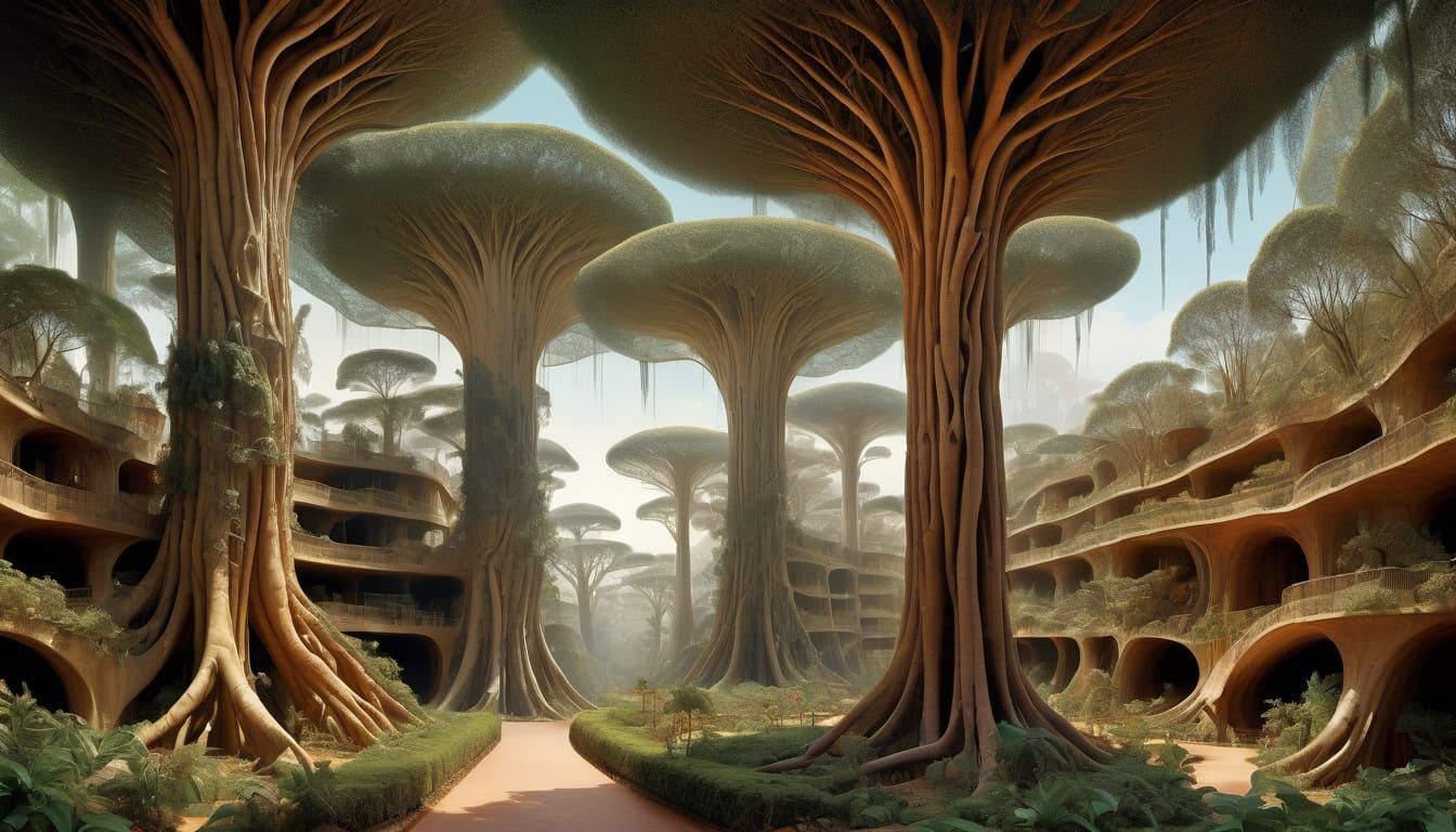 Surreal Dreamscape Architecture in Fractal Expressionism Sty...