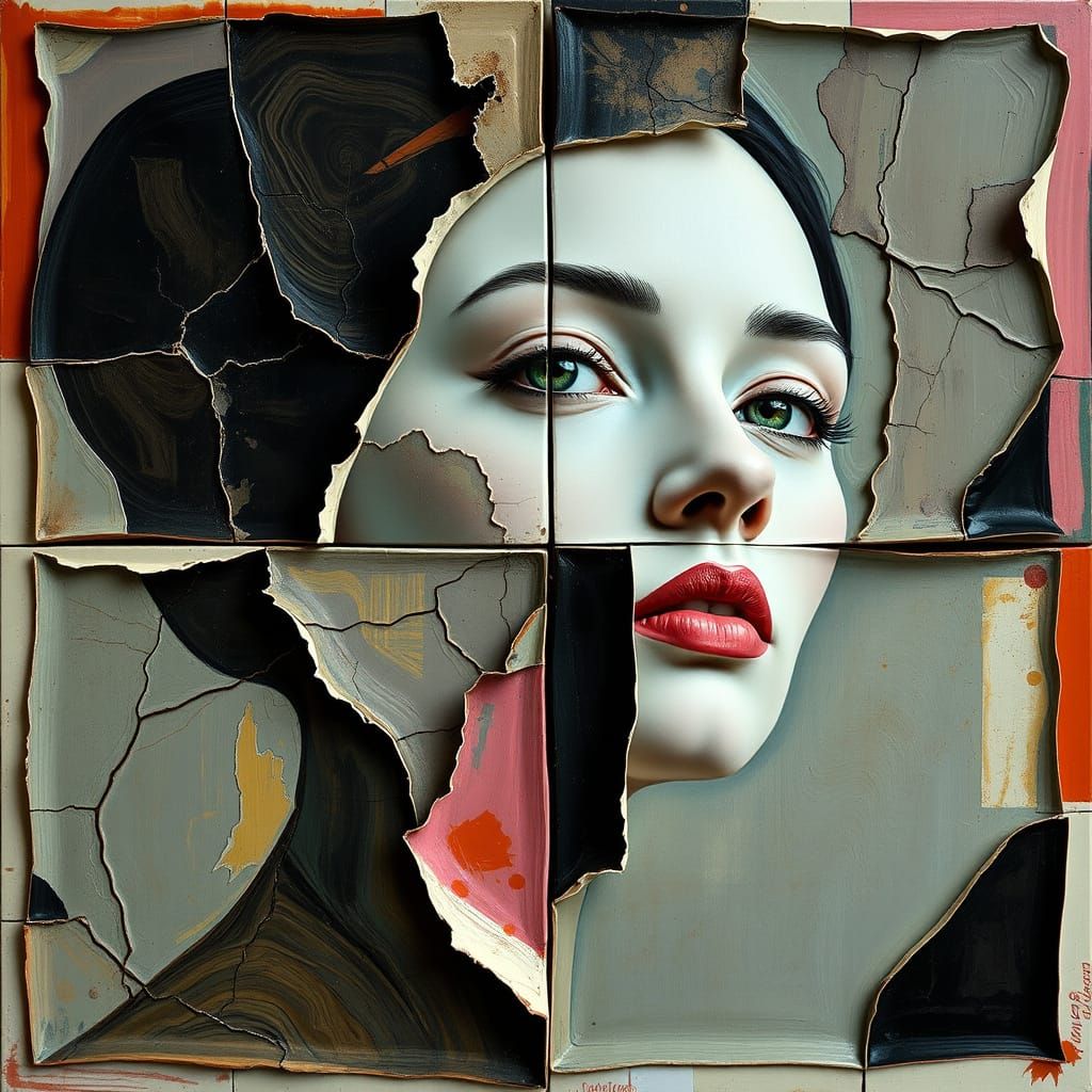 Surreal Portrait in Vibrant, Geometric Abstraction