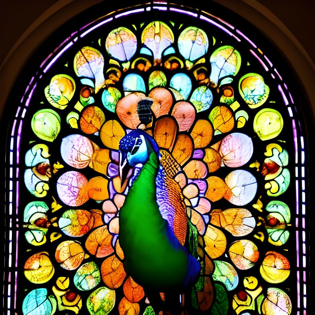 Stained Glass Peacock in High-Quality HDR