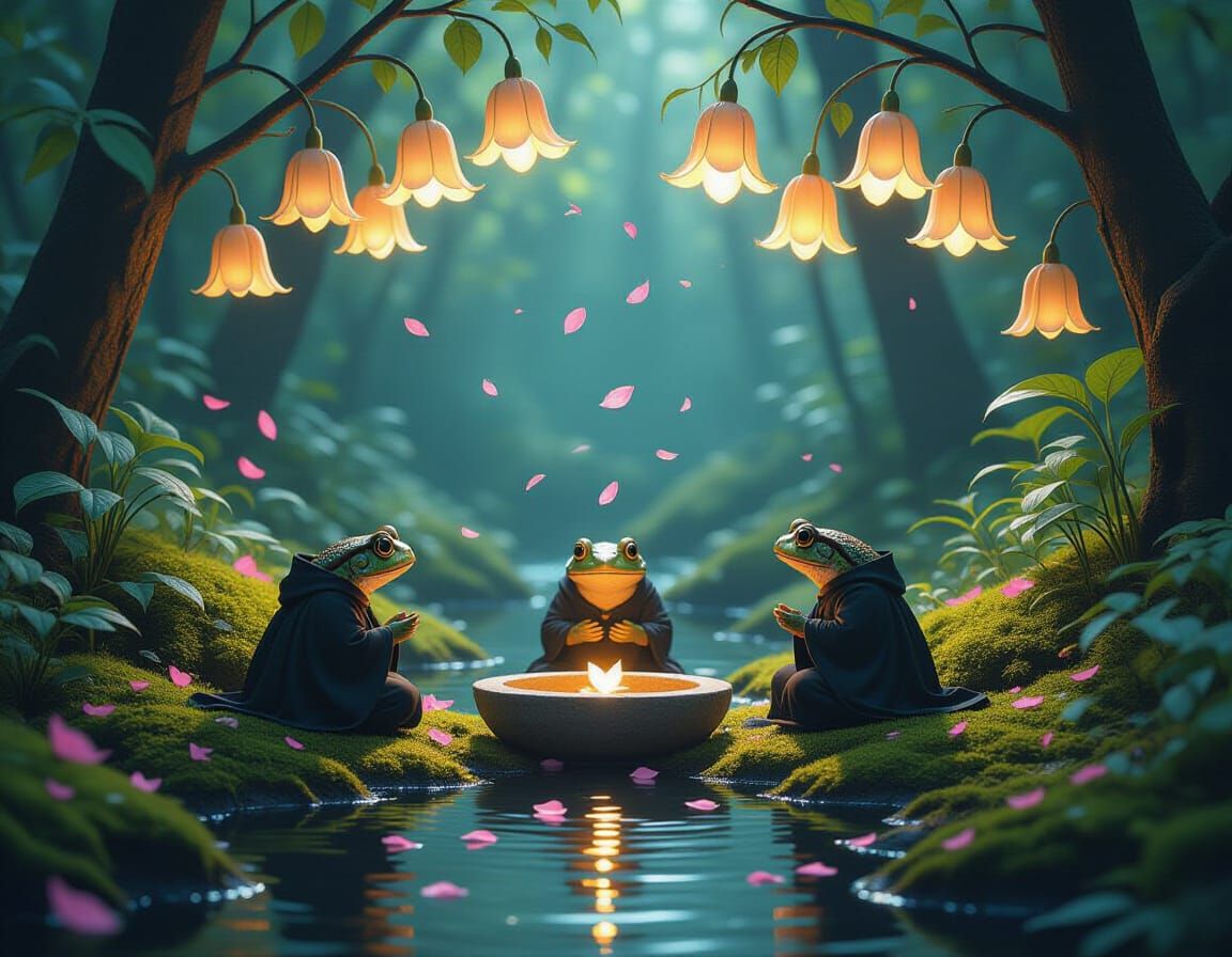 Sacred Toad Funeral in Bioluminescent Glade