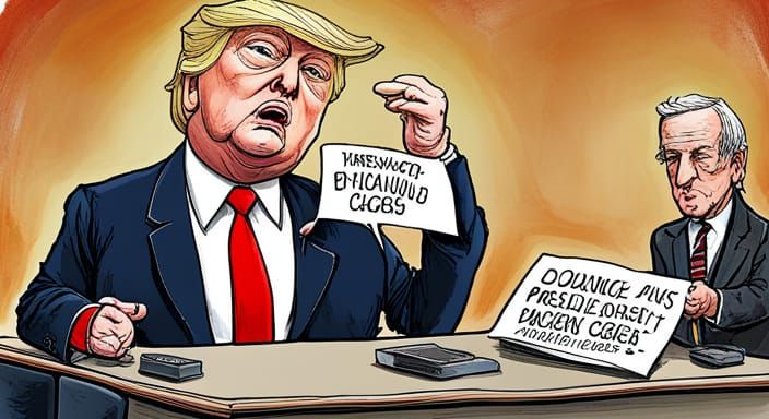 Satirical Political Cartoon of Donald Trump's Charges