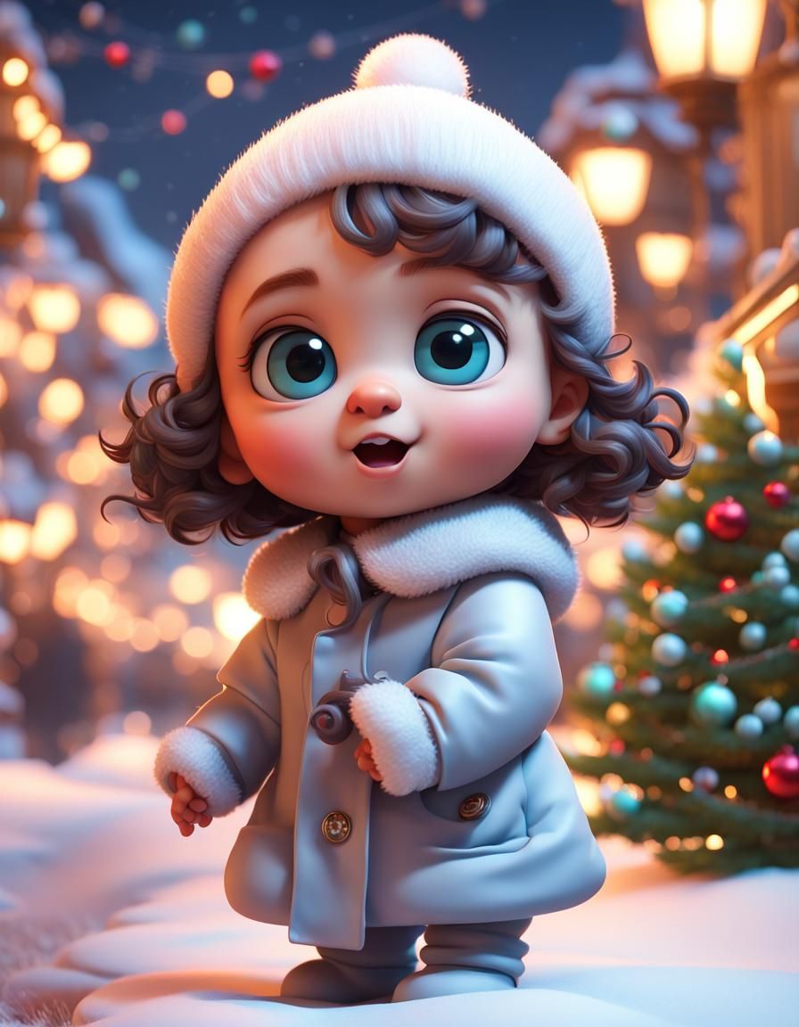 Chibi Toy Poodle Puppy in Winter Wonderland