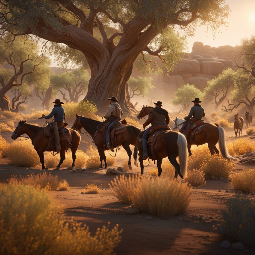 Cowboys Herding Cattle in Sonora Desert