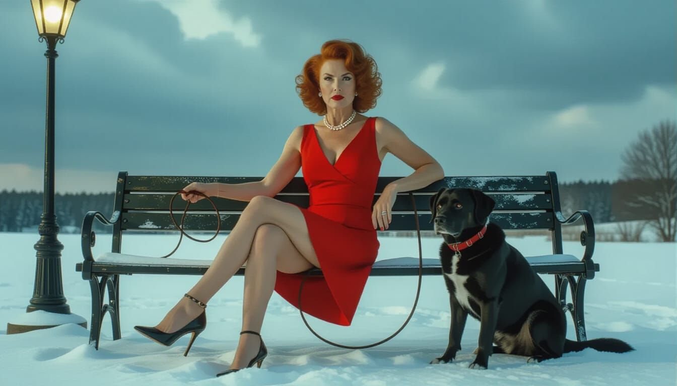 Dramatic Woman with Dog in Digital Matte Painting