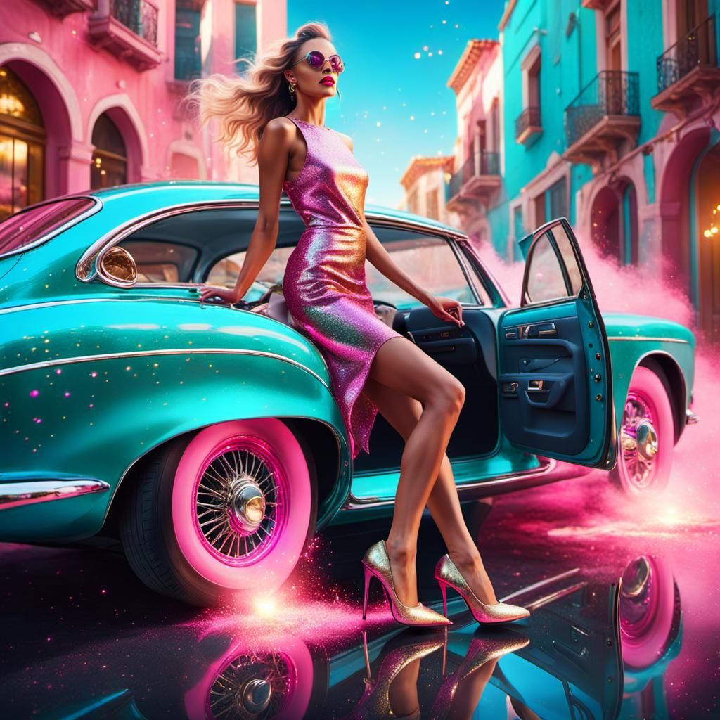 Girl in Pink Heels: Surreal Fashion Illustration