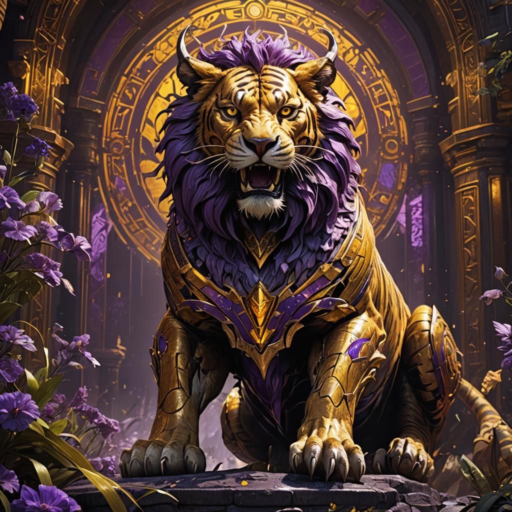 Armored Liger in Dark Fantasy Style