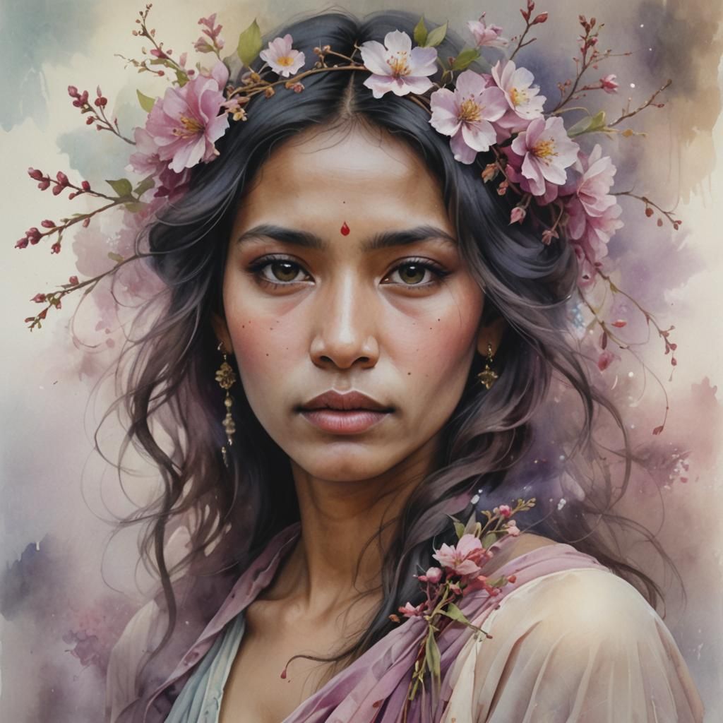 Ethereal Indonesian Woman Portrait with Flowing Chiffon