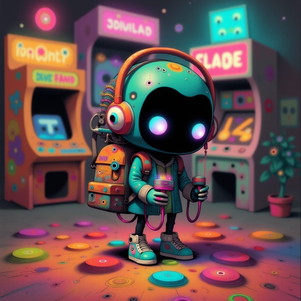 Jumping Spider Plays Arcade Games: Whimsical Digital Art