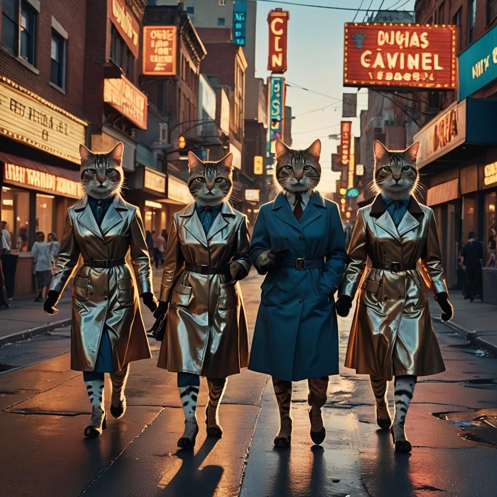 Cats in 1950s Style on Main Street USA
