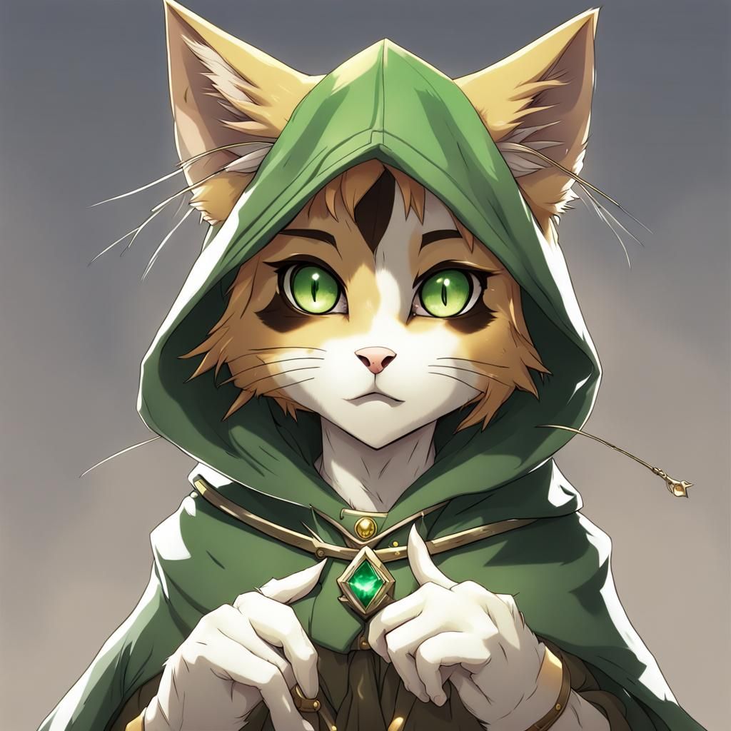 Calico Tabaxi Character in Anime Style