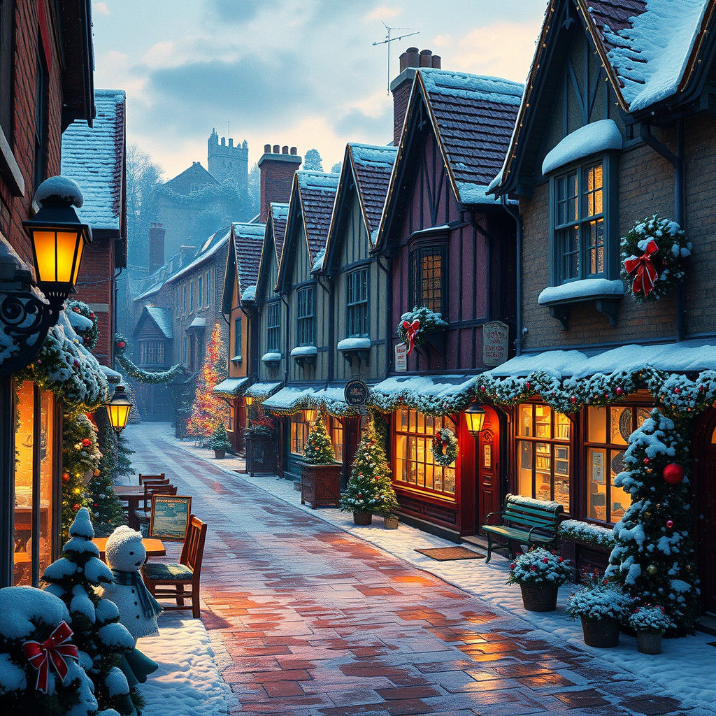 Festive 1980s Christmas Scene in the United Kingdom