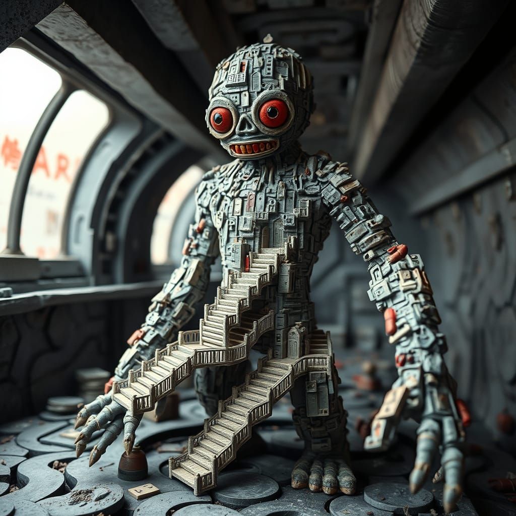 Labyrinthine Claymation Creature in Stop Motion Style