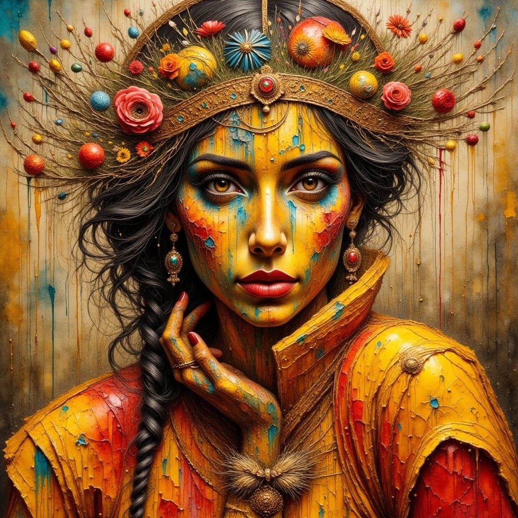 Spanish Dancer in Yellow and Red Mineral Tones