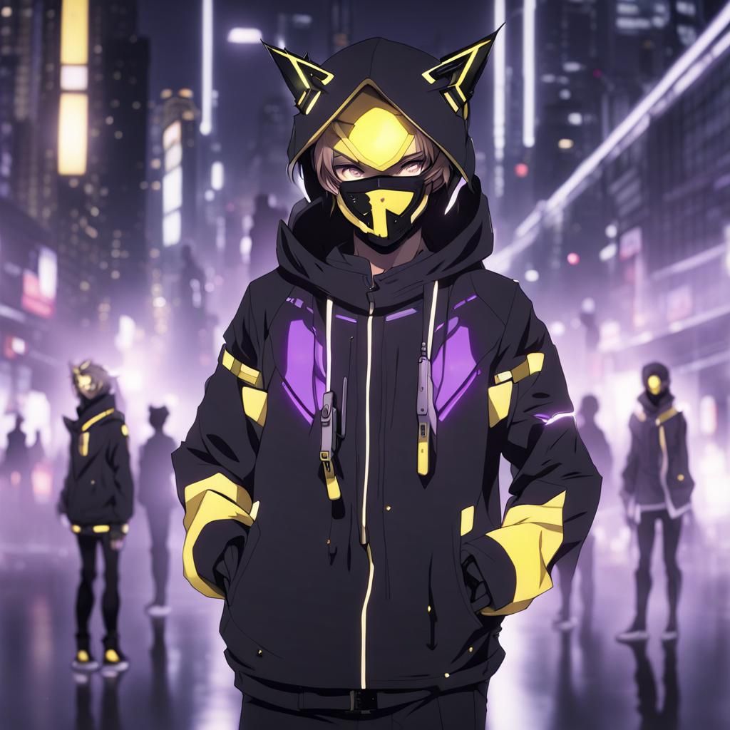 Anime Style Profile Picture with Futuristic Mask