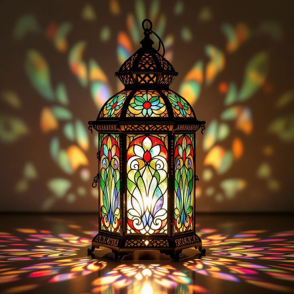 Stained Glass Lantern in Art Nouveau Style