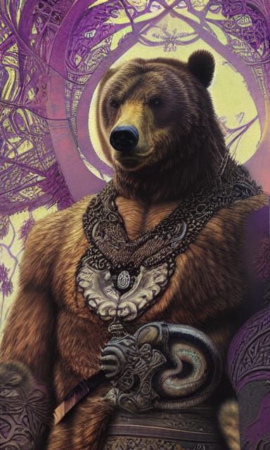 Bear-Man Viking Warrior in Hyper-Detailed Portrait