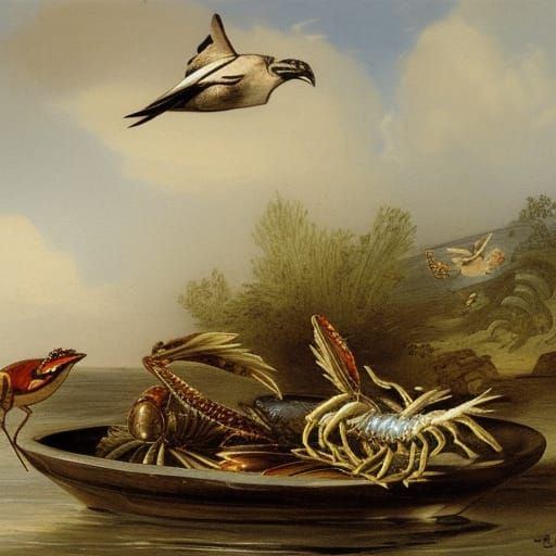 Whimsical Crab Soars in Flight: An Artistic Allegory