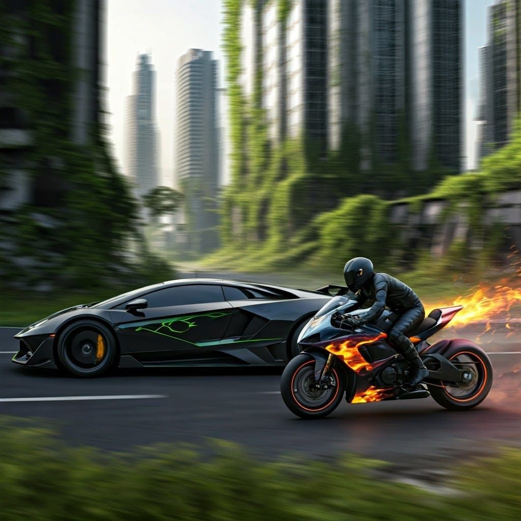 High-Speed Chase Through Futuristic Abandoned City