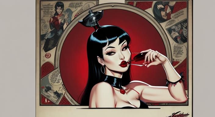 4k detailed 50s comic illustration style Vampirella as Korea...
