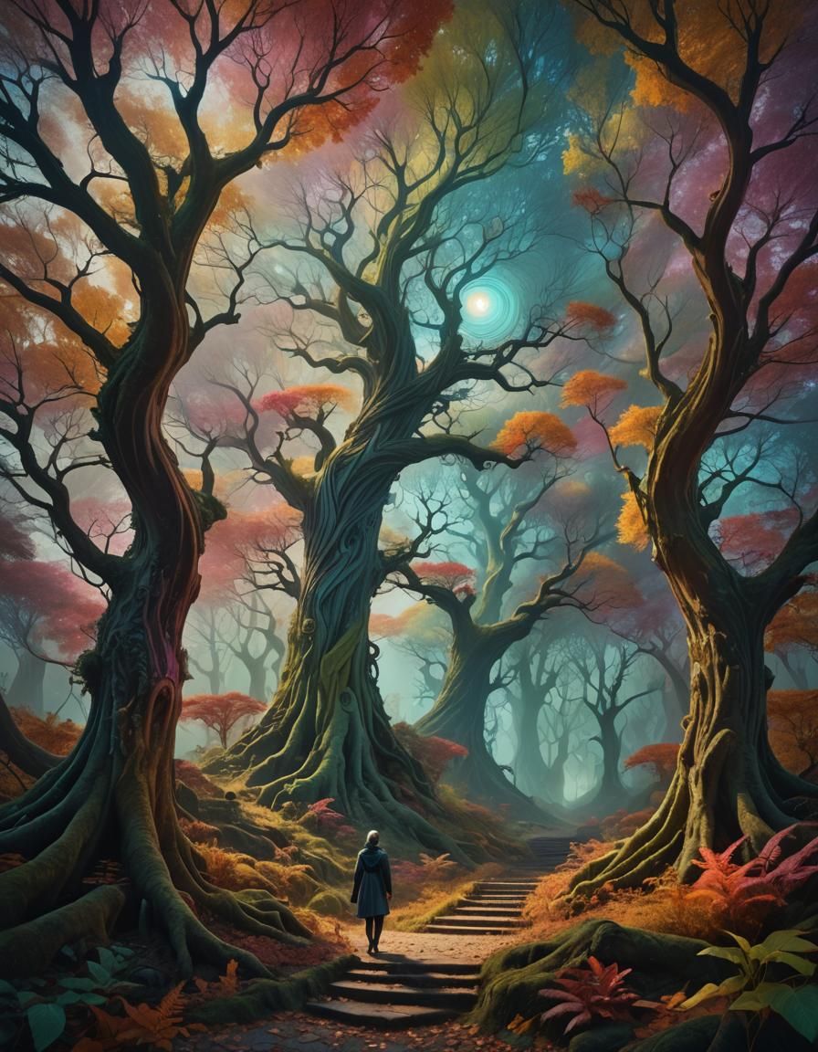 Surreal Landscape with Swirling Vortex, Digital Art