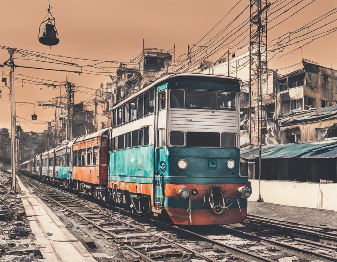 Winter Scene in Pointillist Blue and Brown