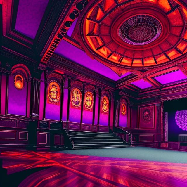 Victorian Stage with Infinity Mirror and Glitch Art