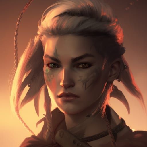 Nordic Nonbinary Pirate Girl Portrait in Dark Fantasy Style