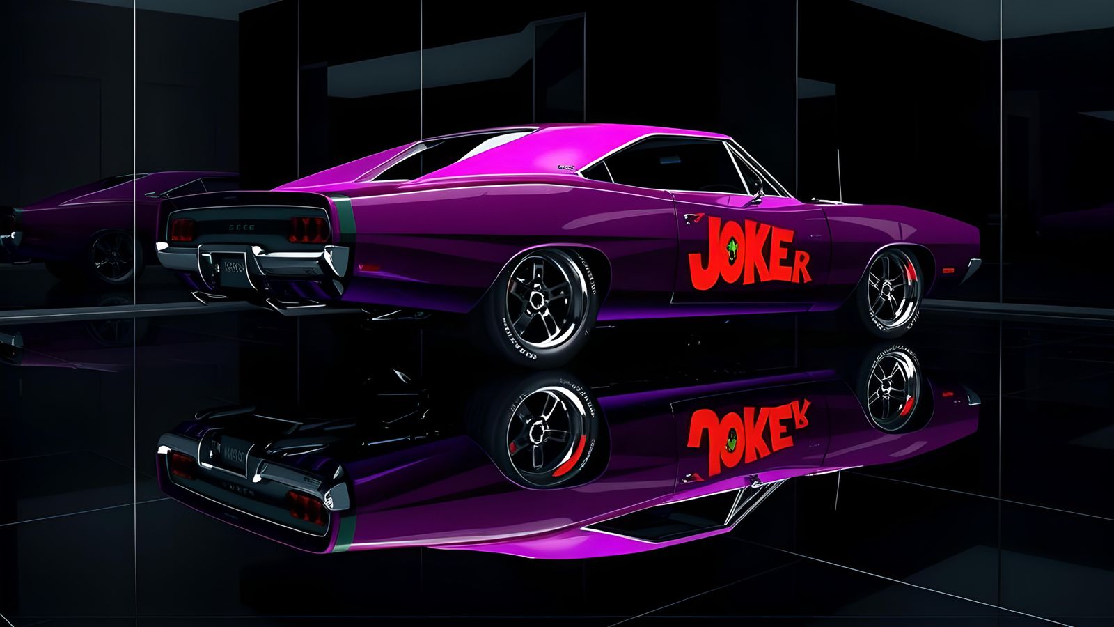 Joker-Themed 1969 Dodge Charger in Comic Style